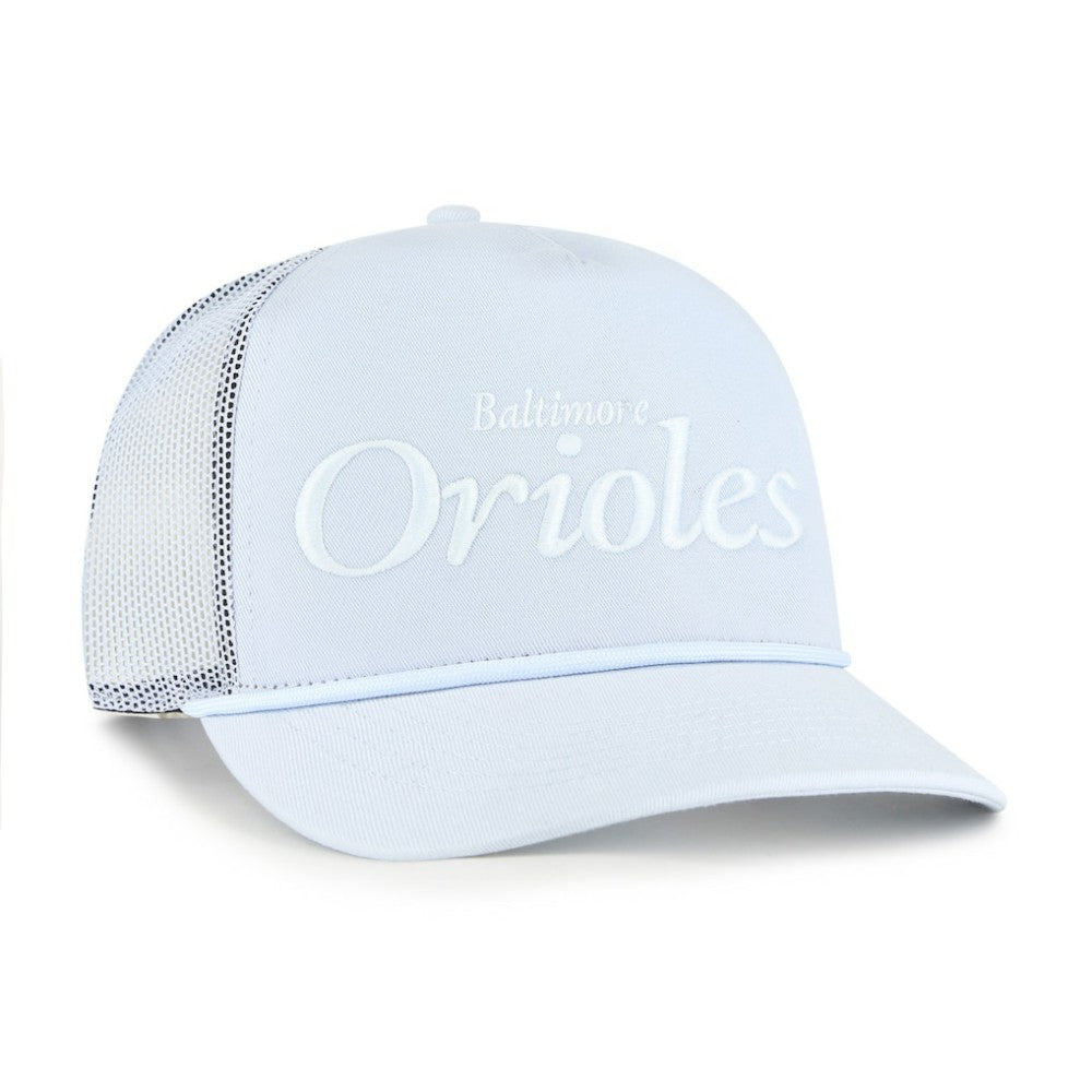 Baltimore Orioles '47 Foundation Script Hitch Adjustable Trucker Hat - Light Blue Hats