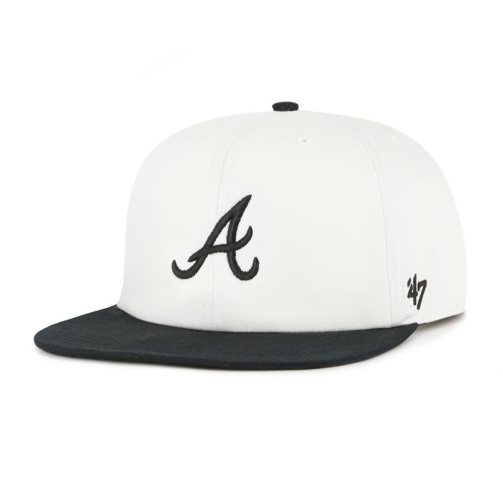 Atlanta Braves '47 Foundation Captain Snapback Hat - White/Black Hats