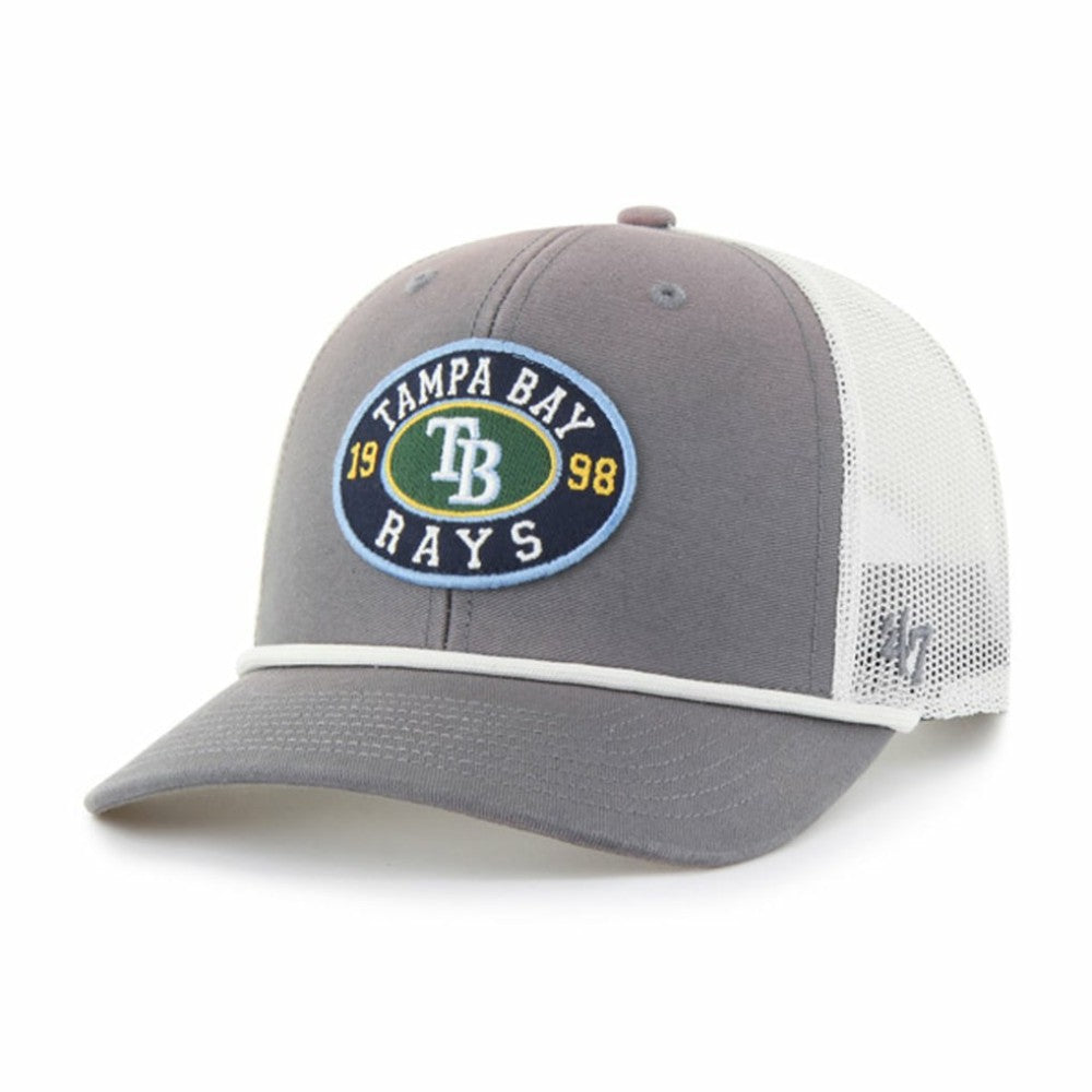 Tampa Bay Rays '47 Tide Sweep Rope Trucker Adjustable Hat - Gray/White Hats