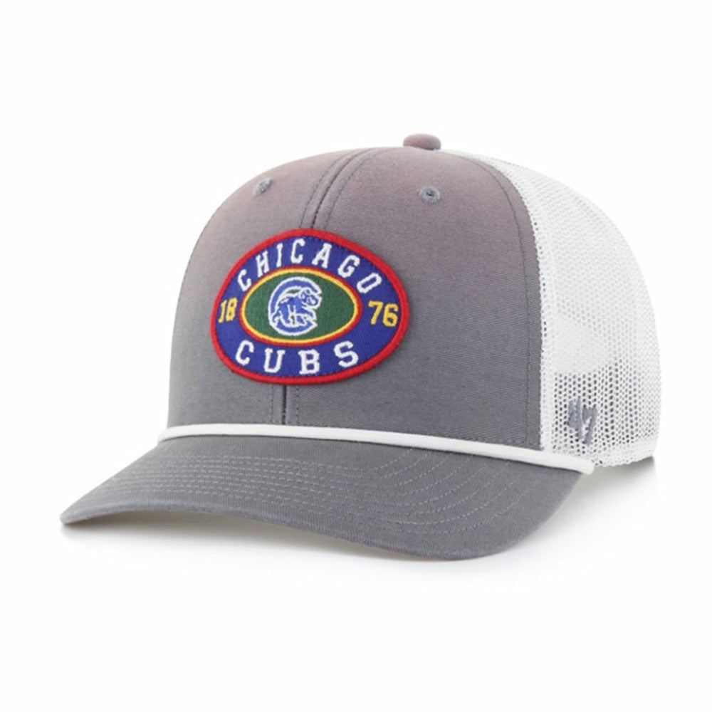 Chicago Cubs '47 Tide Sweep Rope Trucker Adjustable Hat - Gray/White Hats