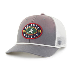 Atlanta Braves '47 Tide Sweep Rope Trucker Adjustable Hat - Gray/White Hats