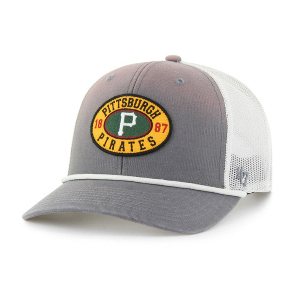 Pittsburgh Pirates '47 Tide Sweep Rope Trucker Adjustable Hat - Gray/White Hats