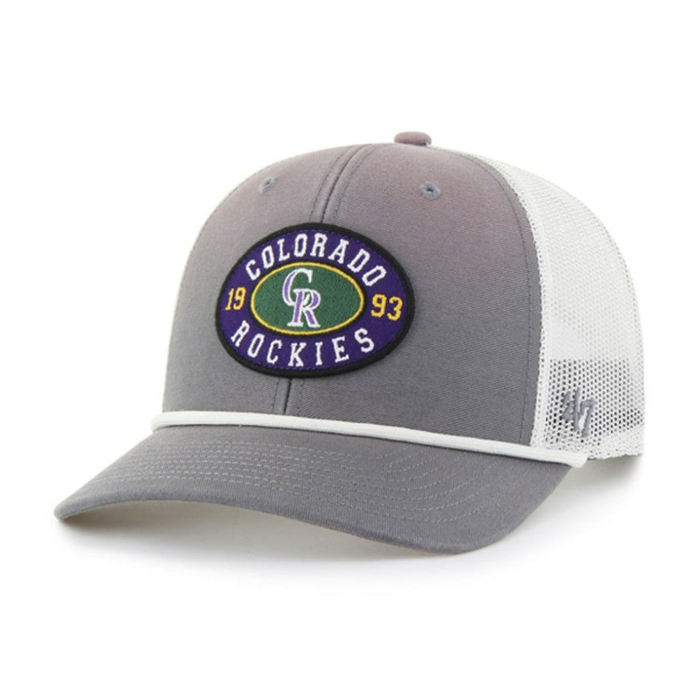 Colorado Rockies '47 Tide Sweep Rope Trucker Adjustable Hat - Gray/White Hats