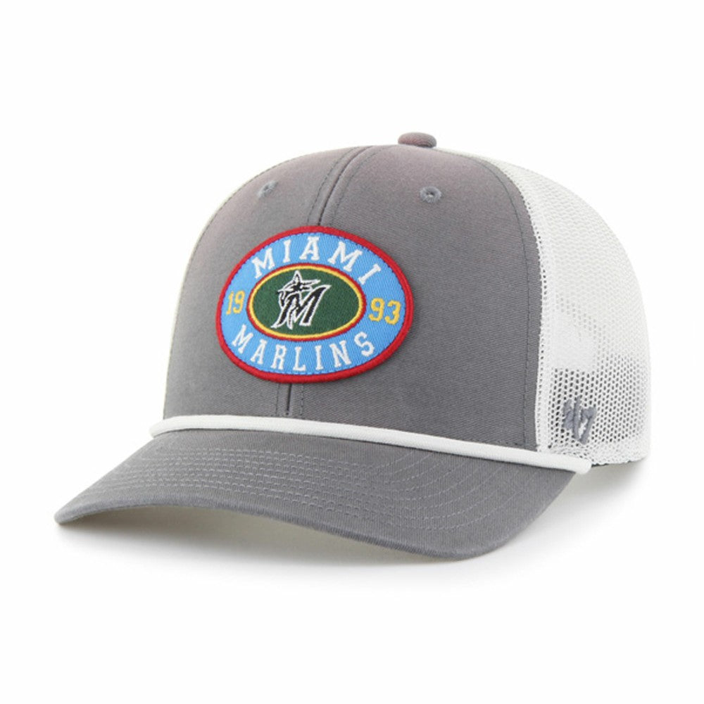 Miami Marlins '47 Tide Sweep Rope Trucker Adjustable Hat - Gray/White Hats