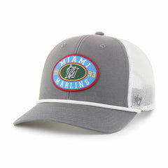 Miami Marlins '47 Tide Sweep Rope Trucker Adjustable Hat - Gray/White Hats