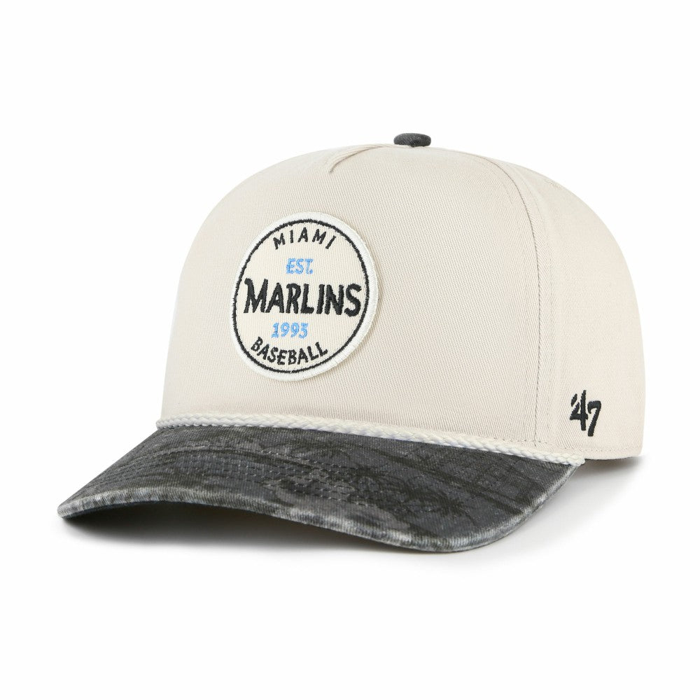 Miami Marlins '47 Fiji Rope Hitch Adjustable Hat - Cream/Black Hats