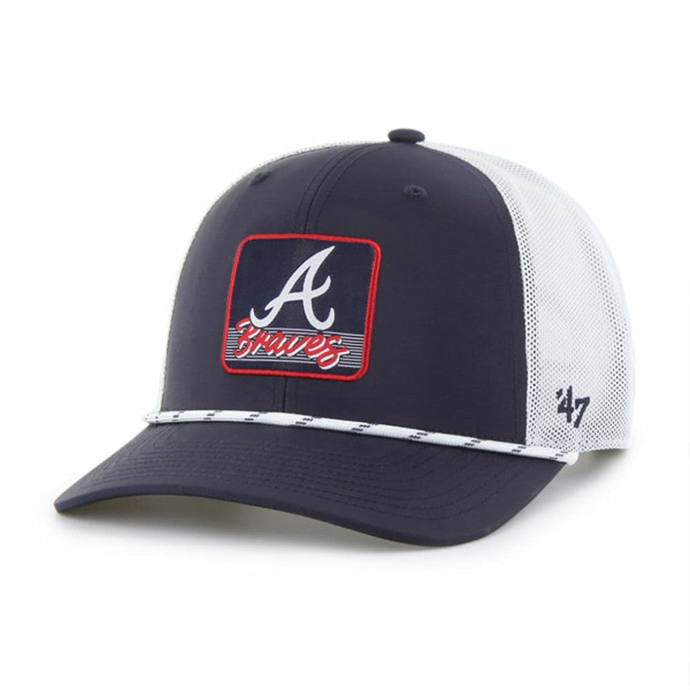 Atlanta Braves '47 Scratch Adjustable Trucker Hat - Navy/White Hats