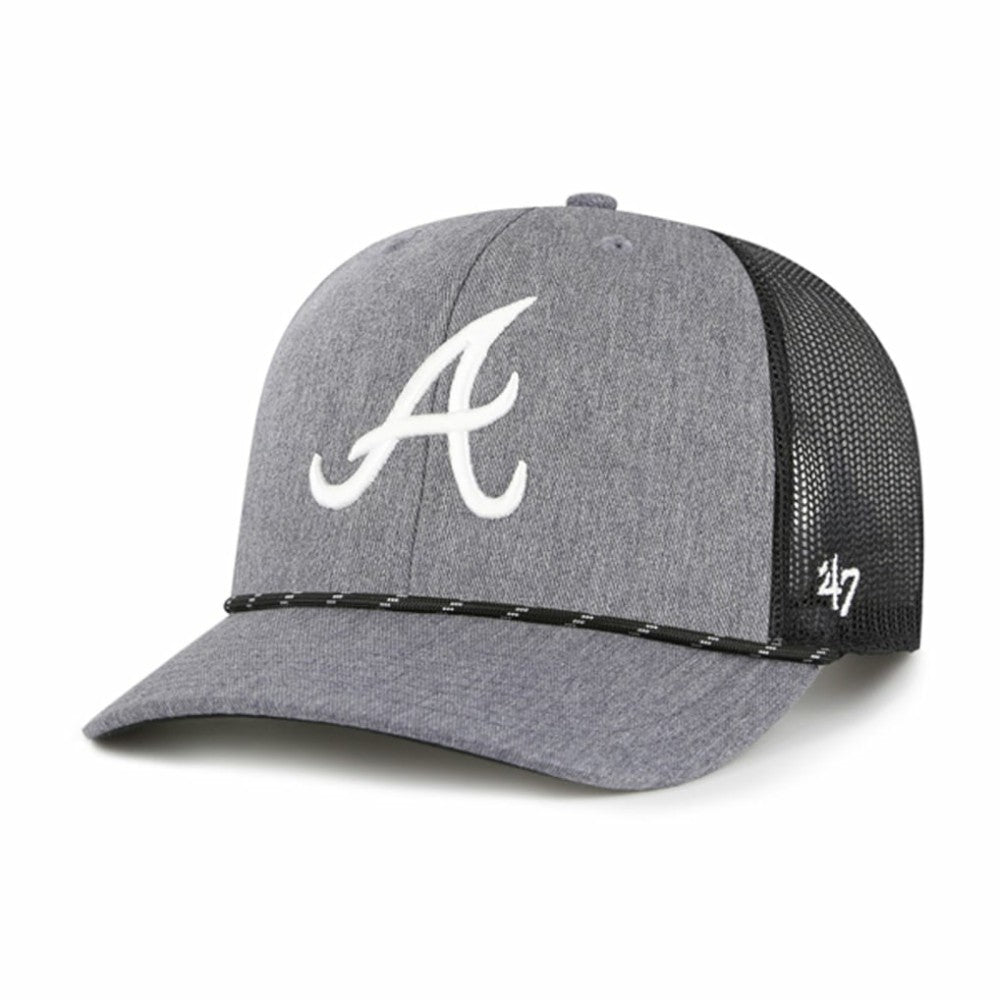 Atlanta Braves '47 Carbon Rope Trucker Adjustable Hat - Charcoal Hats