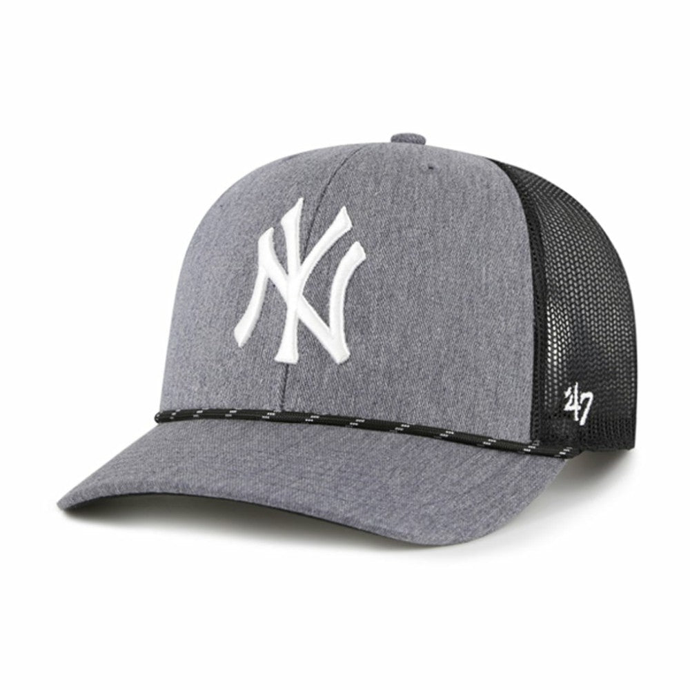New York Yankees '47 Carbon Rope Trucker Adjustable Hat - Charcoal Hats