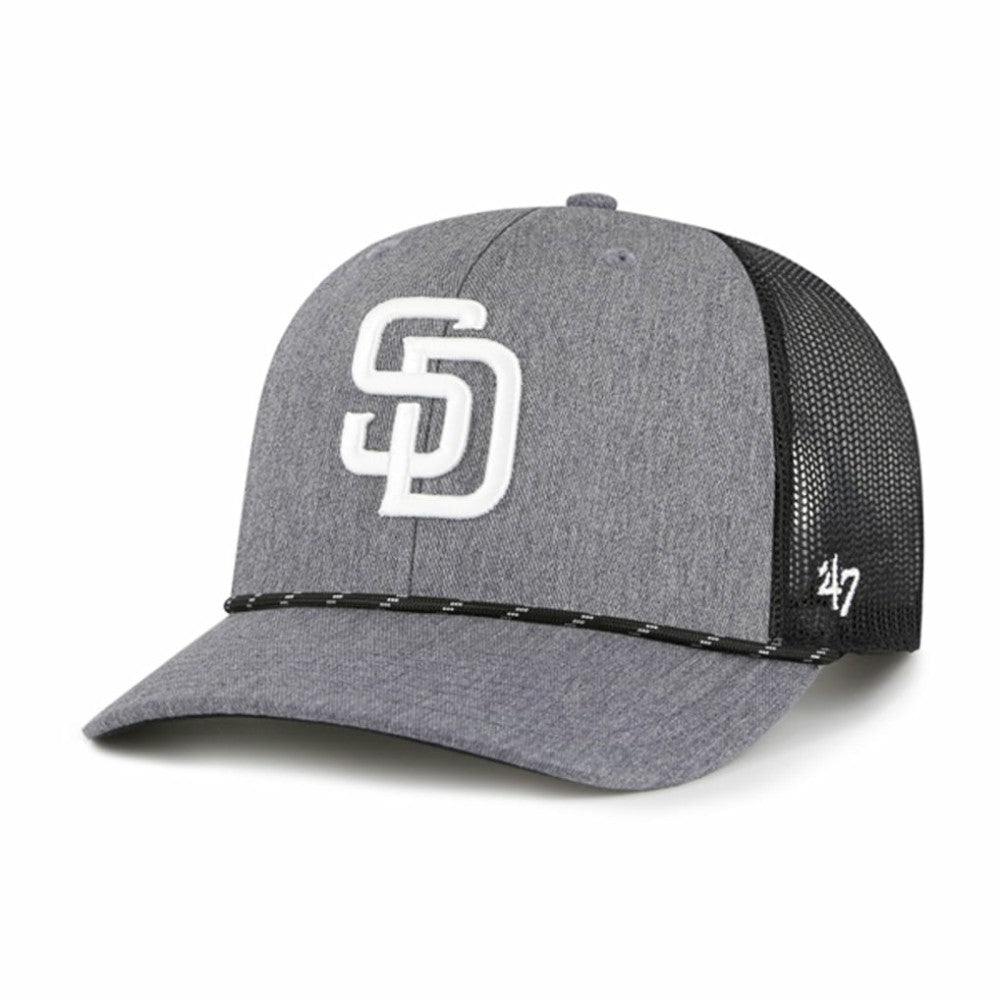 San Diego Padres '47 Carbon Rope Trucker Adjustable Hat - Charcoal Hats
