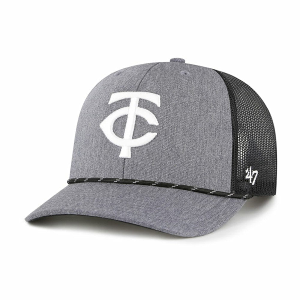 Minnesota Twins '47 Carbon Rope Trucker Adjustable Hat - Charcoal Hats