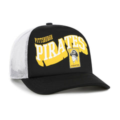 Pittsburgh Pirates '47 Meander Foam Trucker Snapback Hat - Black Hats