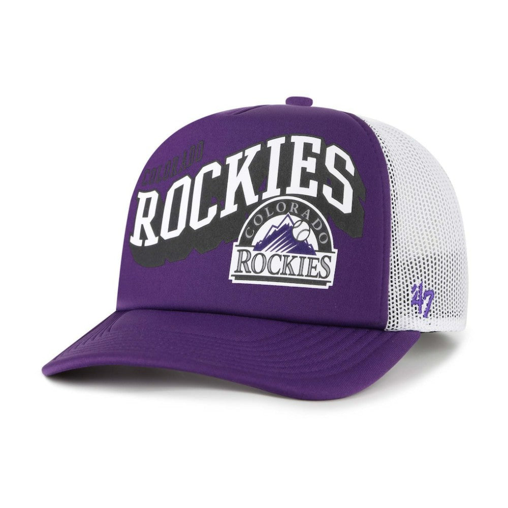Colorado Rockies '47 Meander Foam Trucker Snapback Hat - Purple Hats
