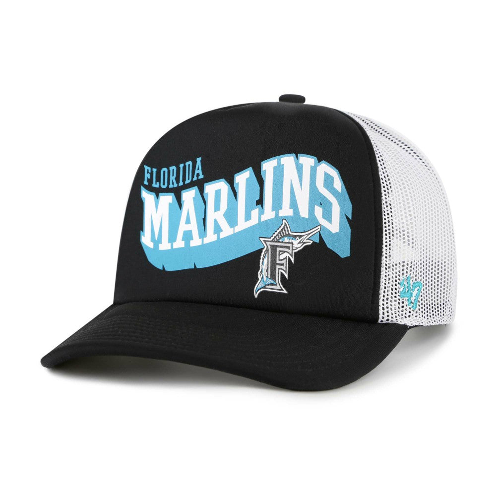 Miami Marlins '47 Meander Foam Trucker Snapback Hat - Black Hats