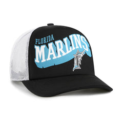 Miami Marlins '47 Meander Foam Trucker Snapback Hat - Black Hats