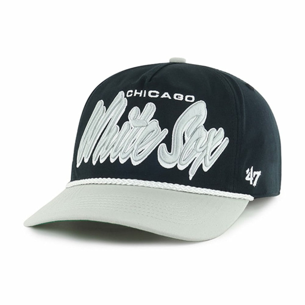 Chicago White Sox '47 Dropshadow Rope Hitch Adjustable Hat - Black Hats