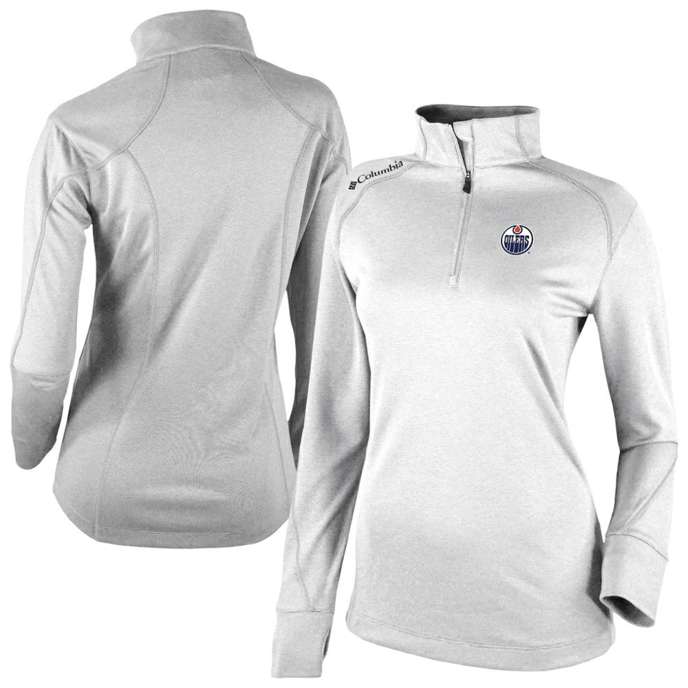 NHL Edmonton Oilers Columbia Women's Omni-Wick Shotgun 2.0 Quarter-Zip Pullover Top - White