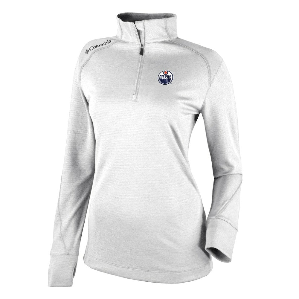 NHL Edmonton Oilers Columbia Women's Omni-Wick Shotgun 2.0 Quarter-Zip Pullover Top - White