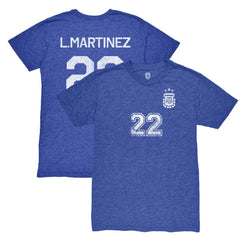 Lautaro Martinez Argentina National Team 1863FC Retro Player Tri-Blend T-Shirt Blue