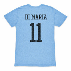 Angel Di Maria Argentina National Team 1863FC Retro Player Tri-Blend T-Shirt Light Blue sale