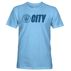 Manchester City 1863FC Mono Badge Lock-Up Retro Tri-Blend T-Shirt Sky Blue