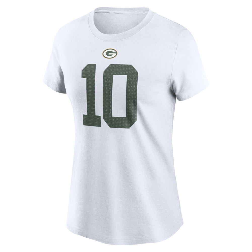 Jordan Love Green Bay Packers Women's Player Name & Number T-Shirt White