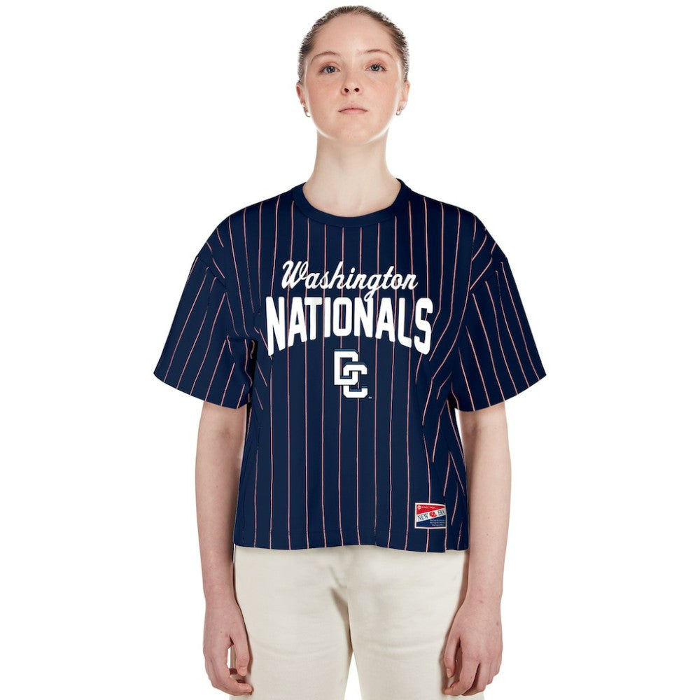 Washington Nationals New Era Women's 2025 City Connect Pinstripe T-Shirt - Navy T-shirts