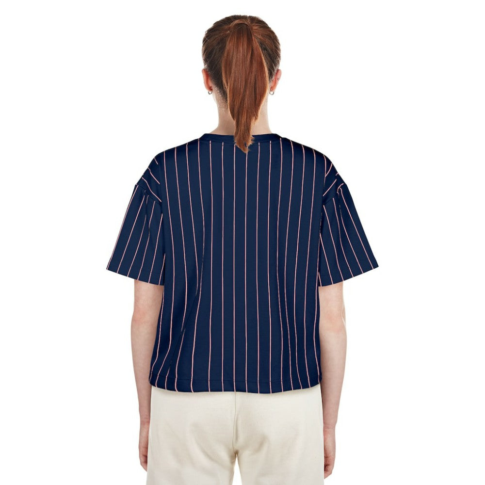 Washington Nationals New Era Women's 2025 City Connect Pinstripe T-Shirt - Navy T-shirts