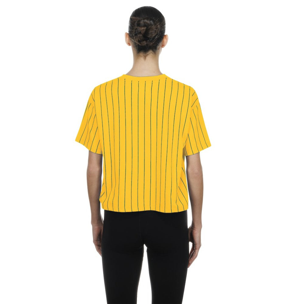 Boston Red Sox New Era Women's 2025 City Connect Pinstripe T-Shirt - Yellow T-shirts