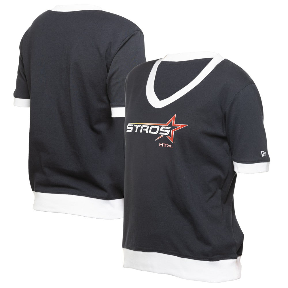 Houston Astros New Era Women's 2025 City Connect Rhinestone V-Neck T-Shirt - Navy T-shirts