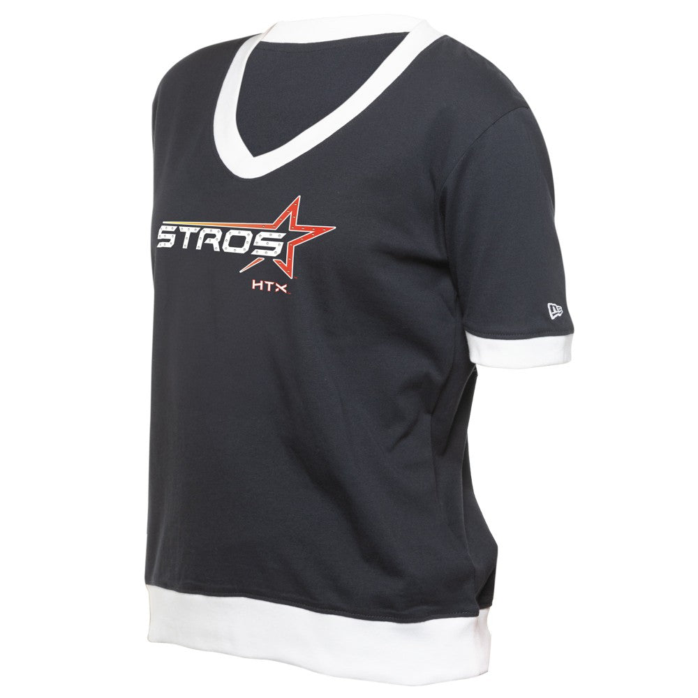 Houston Astros New Era Women's 2025 City Connect Rhinestone V-Neck T-Shirt - Navy T-shirts