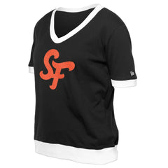San Francisco Giants New Era Women's 2025 City Connect Rhinestone V-Neck T-Shirt - Black T-shirts