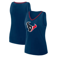 Houston Texans Logo Athletic Women's Plus Size Stellar Win V-Neck Tank Top Navy