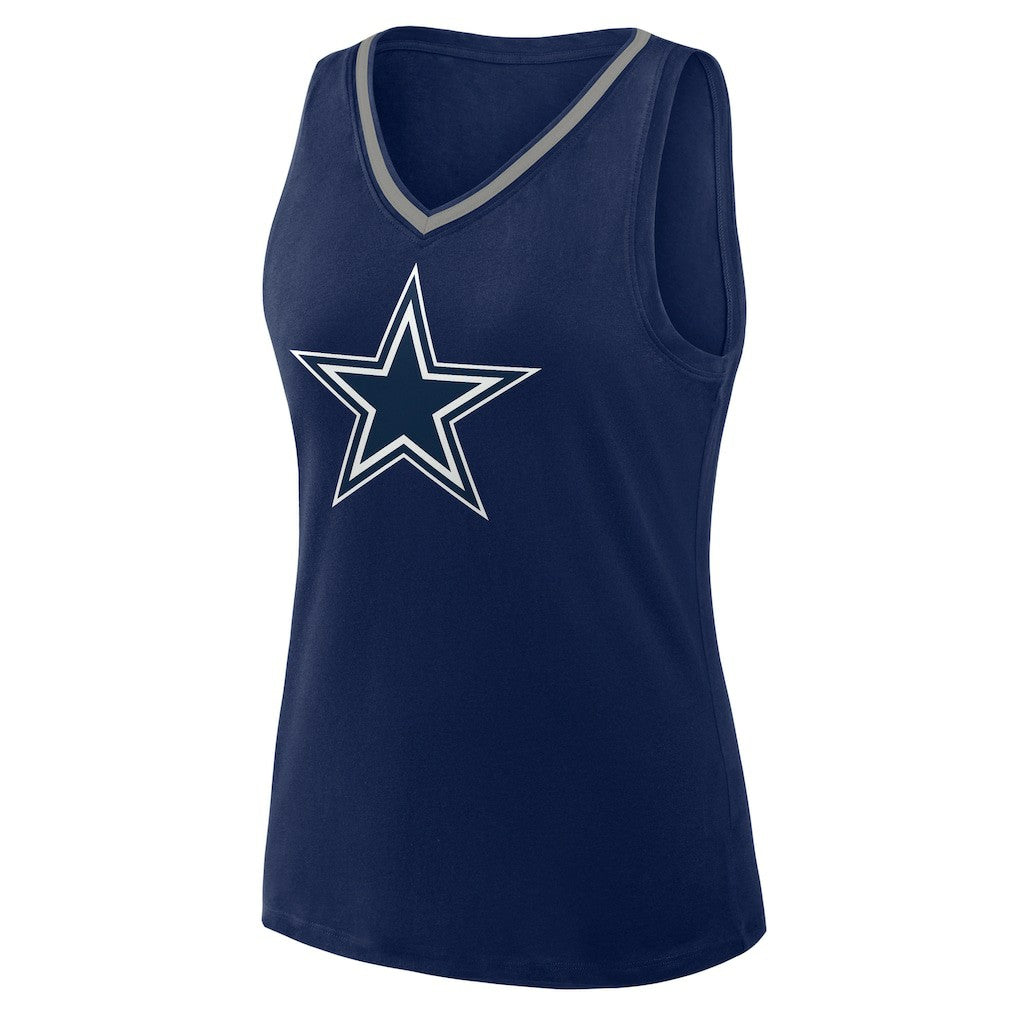 Dallas Cowboys Logo Athletic Women's Plus Size Stellar Win V-Neck Tank Top Navy