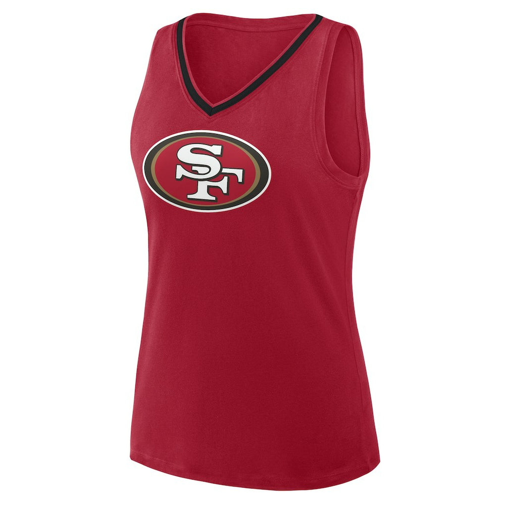 San Francisco 49ers Logo Athletic Women's Plus Size Stellar Win V-Neck Tank Top Scarlet