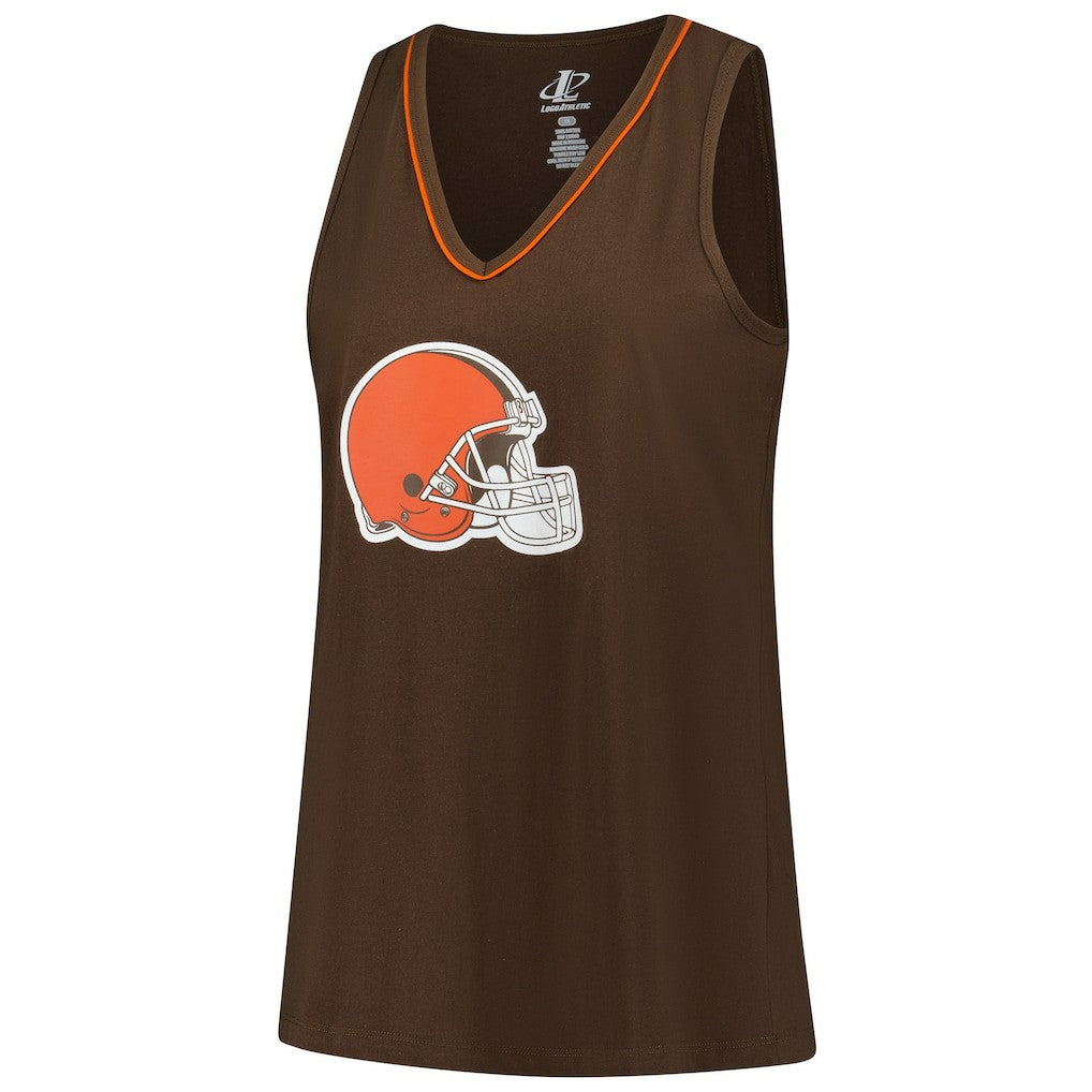 Cleveland Browns Logo Athletic Women's Plus Size Stellar Win V-Neck Tank Top Brown