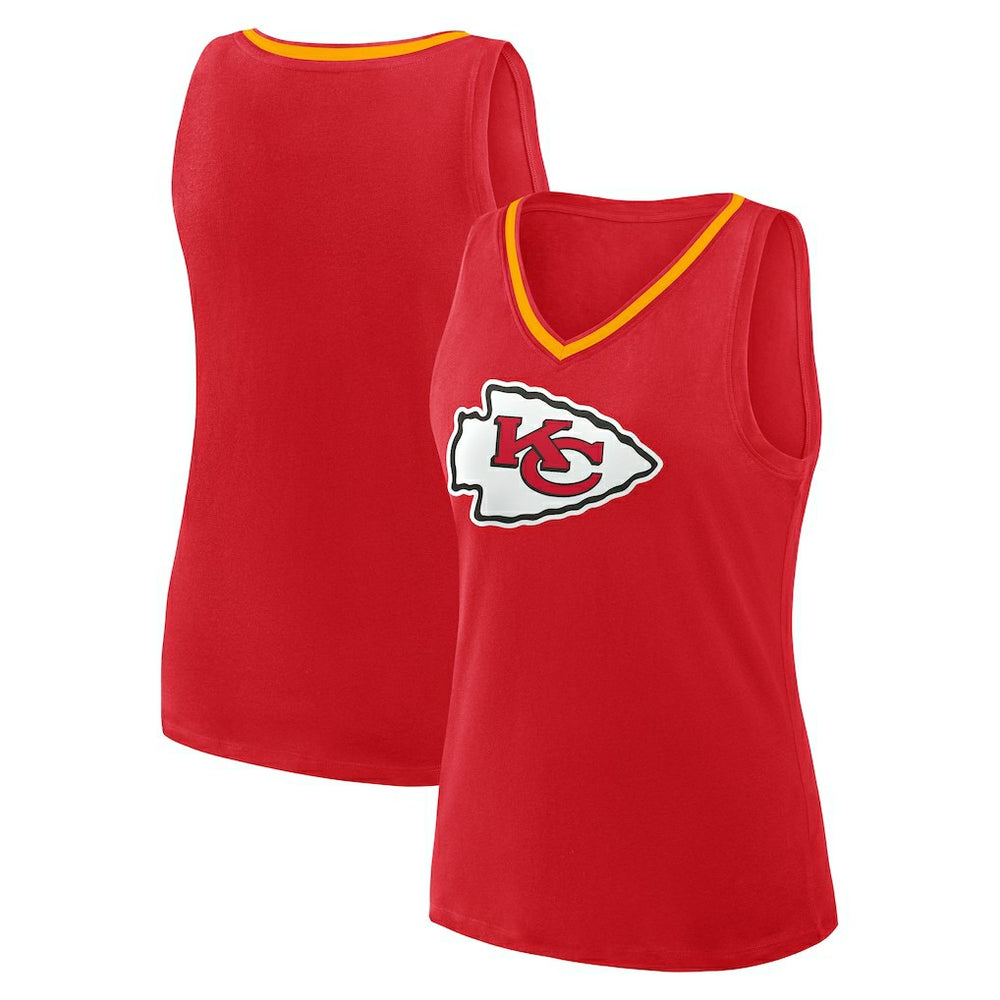 Kansas City Chiefs Logo Athletic Women's Plus Size Stellar Win V-Neck Tank Top Red