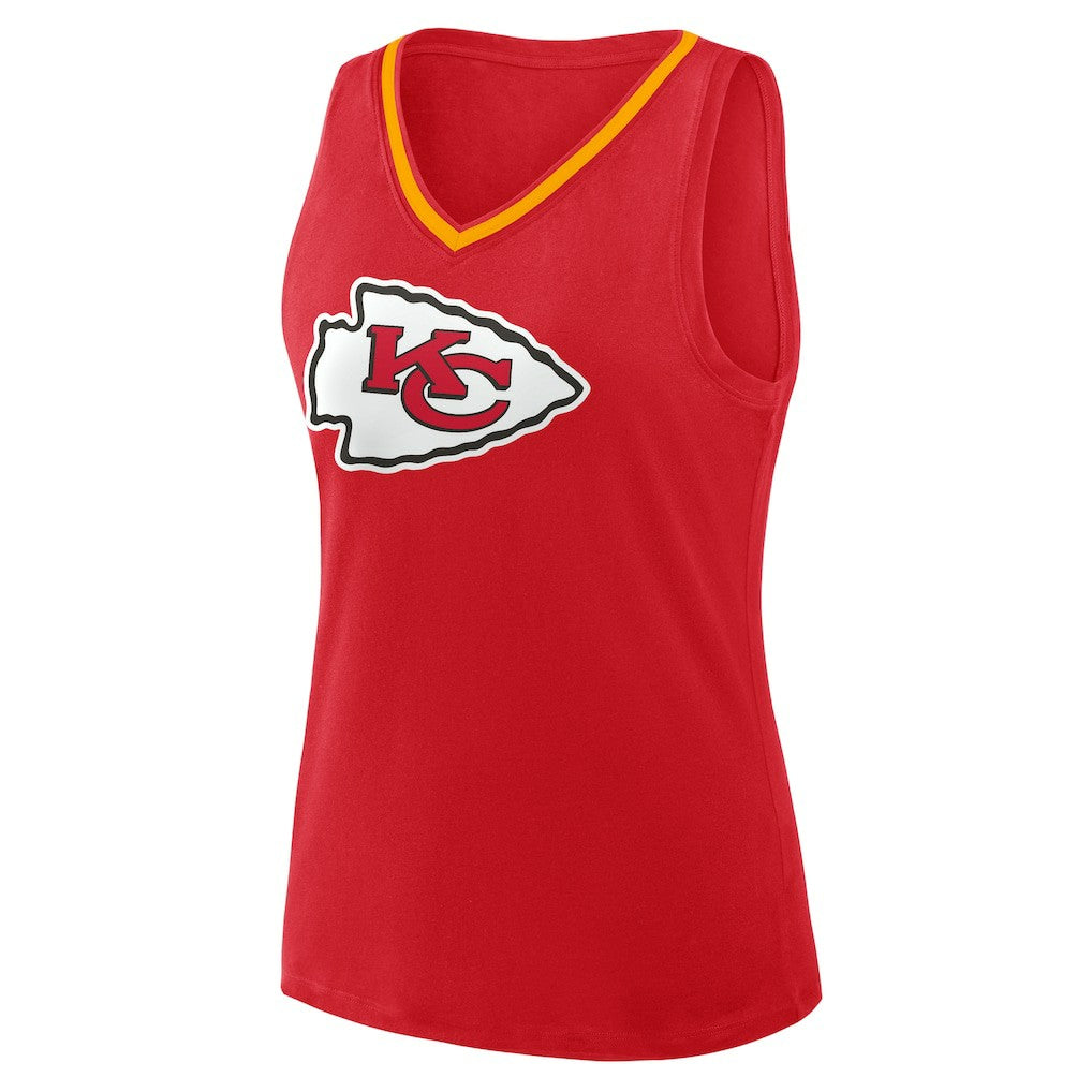 Kansas City Chiefs Logo Athletic Women's Plus Size Stellar Win V-Neck Tank Top Red