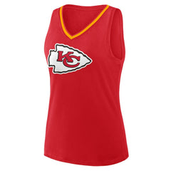 Kansas City Chiefs Logo Athletic Women's Plus Size Stellar Win V-Neck Tank Top Red