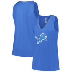 Detroit Lions Logo Athletic Women's Plus Size Stellar Win V-Neck Tank Top Blue