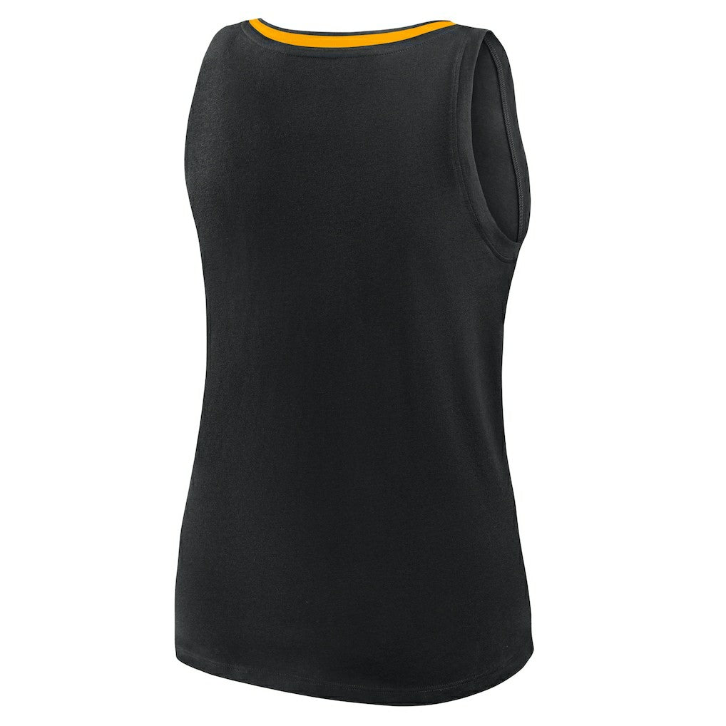 Pittsburgh Steelers Logo Athletic Women's Plus Size Stellar Win V-Neck Tank Top Black