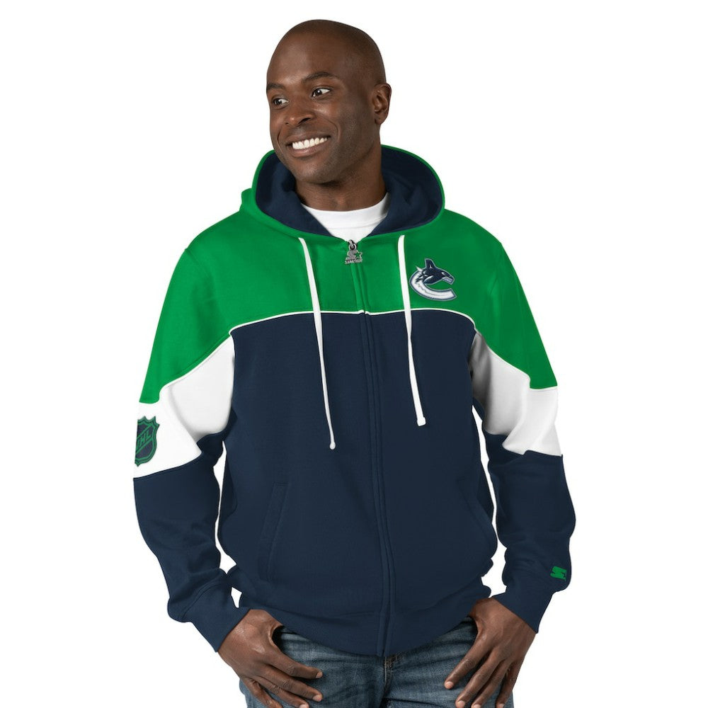 NHL Vancouver Canucks Starter Power Forward Full-Zip Hoodie - Navy/Green