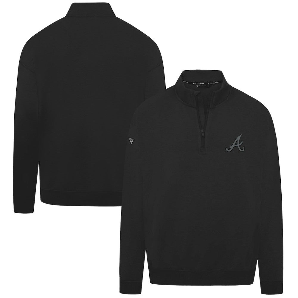Atlanta Braves Levelwear Murray Nightfall Quarter-Zip Top - Black Tops