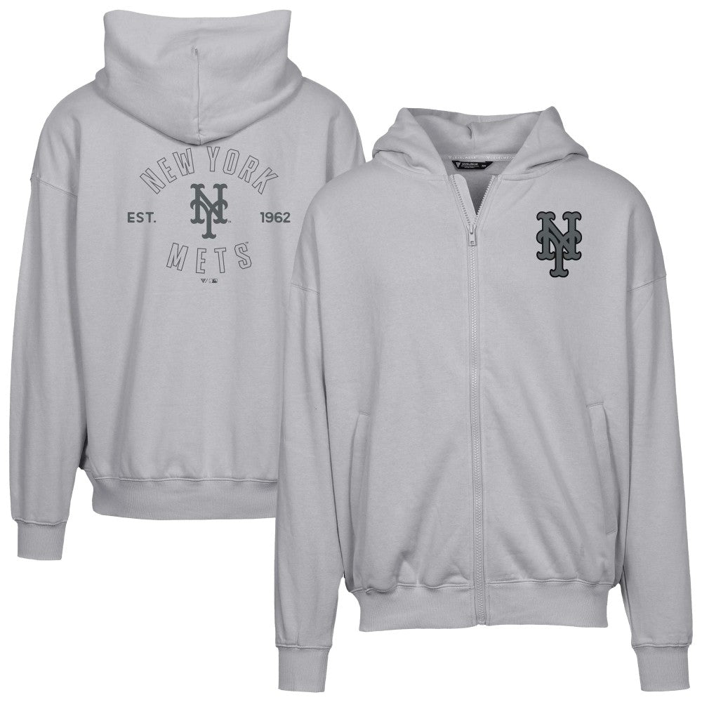 New York Mets Levelwear Uphill Abyssal Full-Zip Hoodie - Gray Hoodies