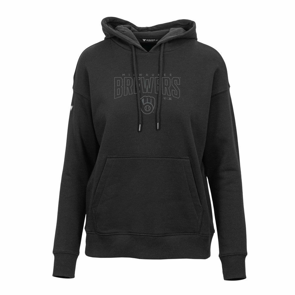 Milwaukee Brewers Levelwear Women's Adorn Darkmoon Pullover Hoodie - Black Hoodies