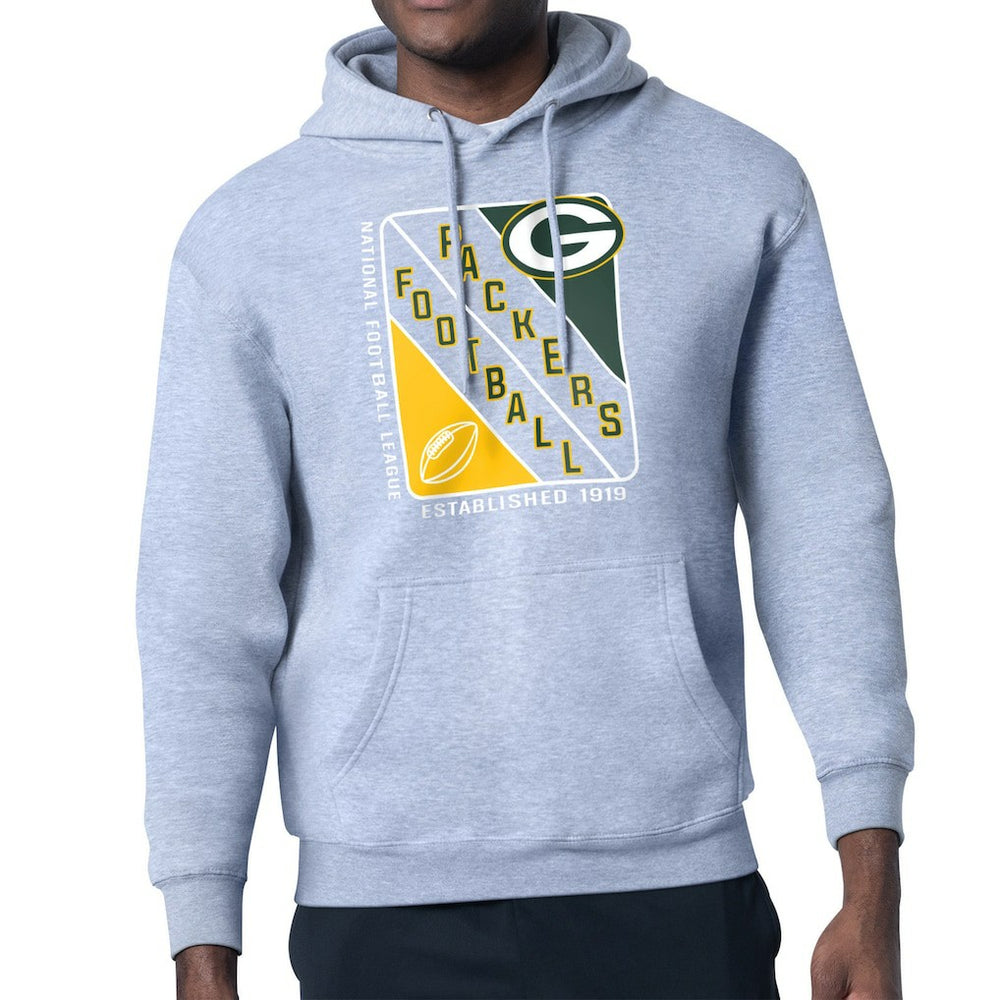 Green Bay Packers Starter Shield Logo Pullover Hoodie Heather Gray