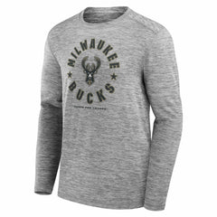 Milwaukee Bucks NBA Hoops for Troops Long Sleeve T-Shirt Heather Gray