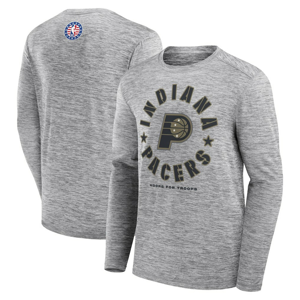 Indiana Pacers NBA Hoops for Troops Long Sleeve T-Shirt Heather Gray