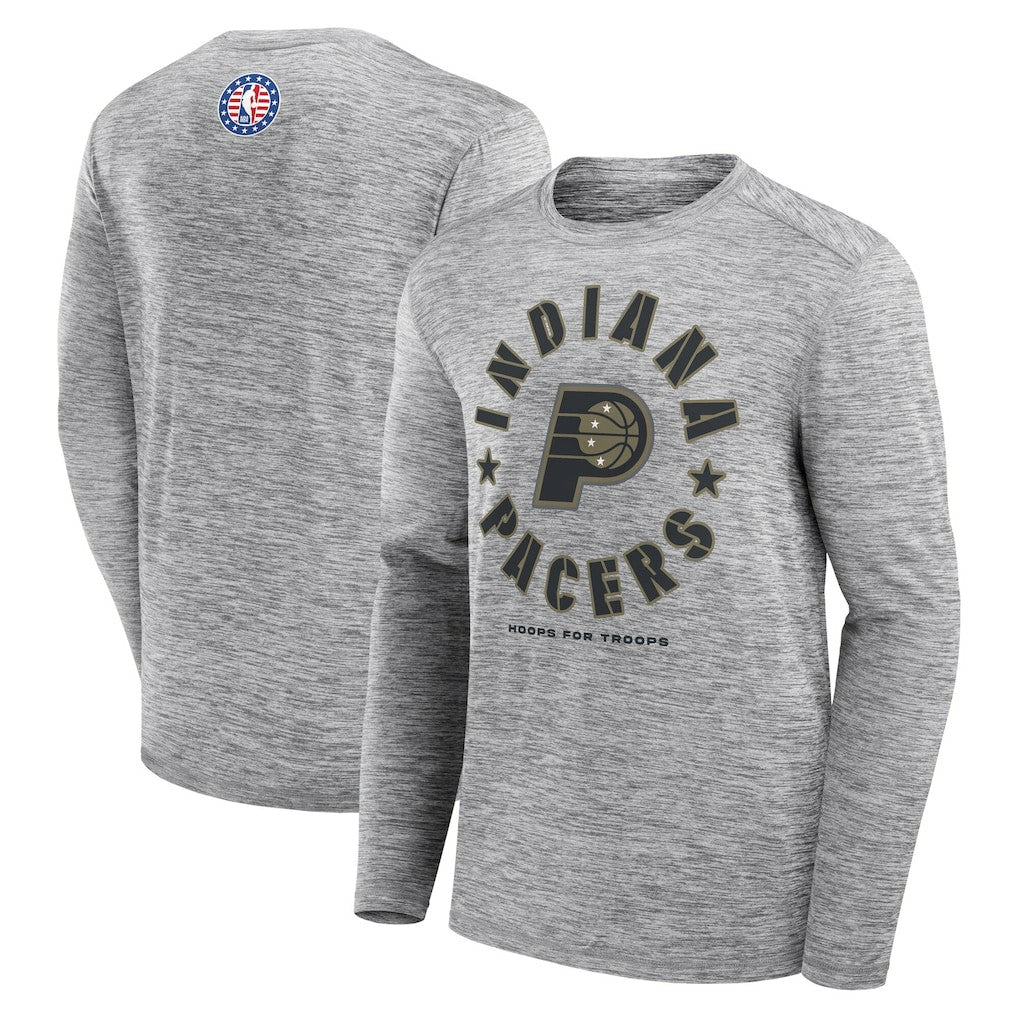 Indiana Pacers NBA Hoops for Troops Long Sleeve T-Shirt Heather Gray