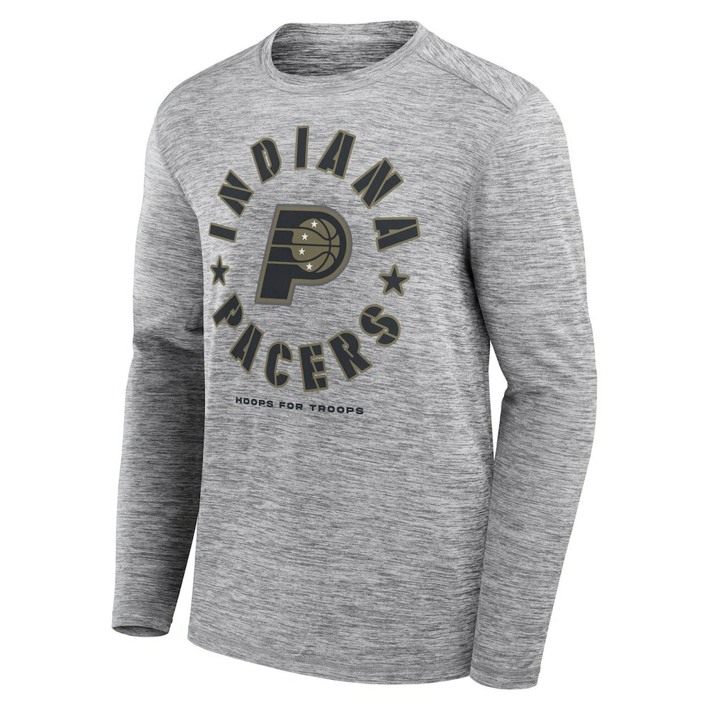 Indiana Pacers NBA Hoops for Troops Long Sleeve T-Shirt Heather Gray